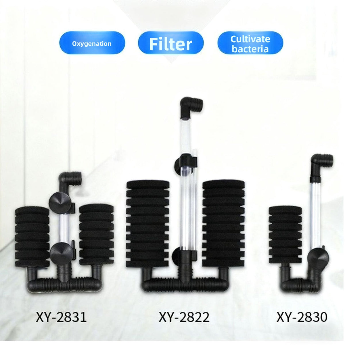Air driven corner sponge filter for small aquarium, view 2