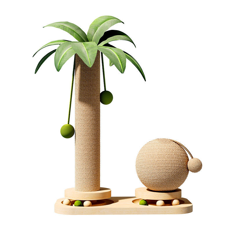 Palm tree cat climbing frame with rotating top and ball toys, photo 4
