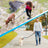 Hands-free running lead with waist belt, close-up detail view