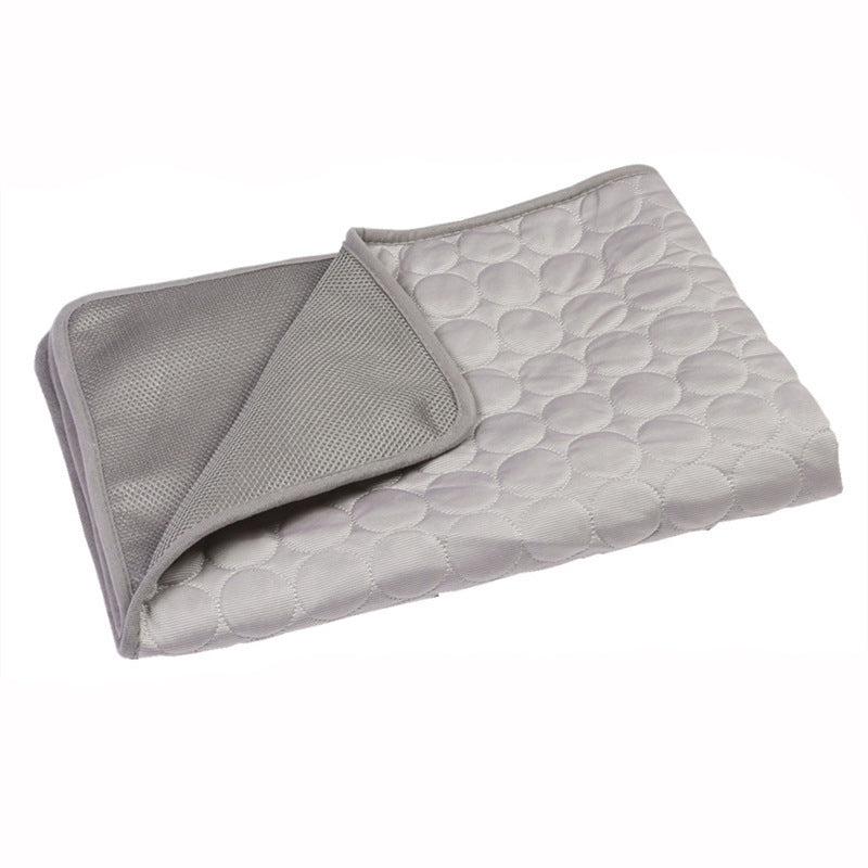 Ice silk cooling mat for cats with round blue pattern