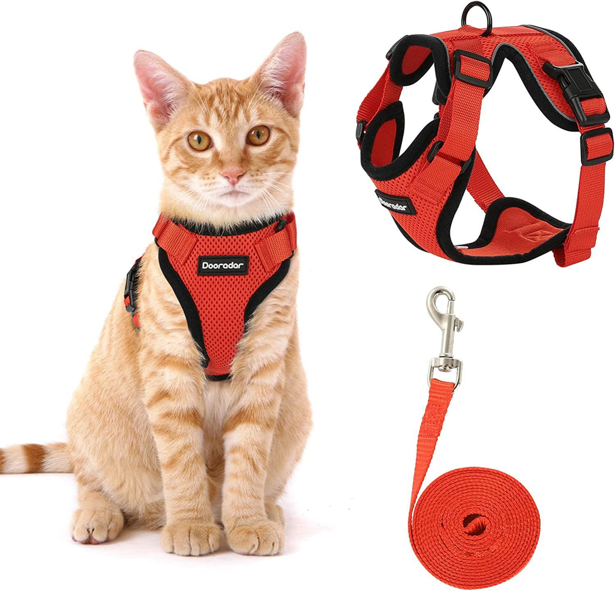 Reflective vest harness with adjustable lead, 3 sizes available