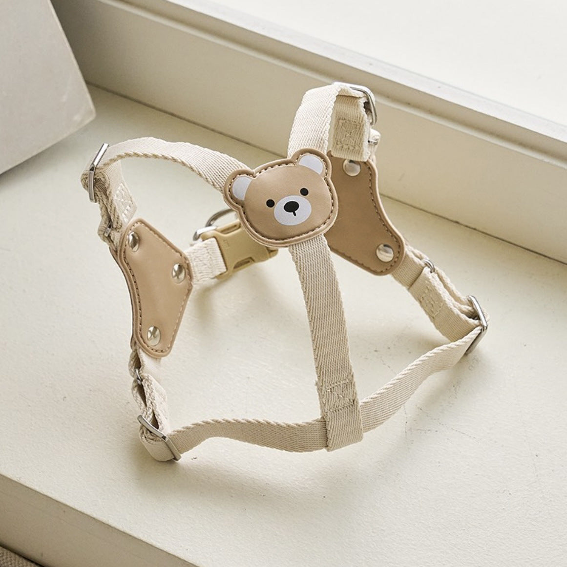 Teddy bear print small dog harness, main product photo