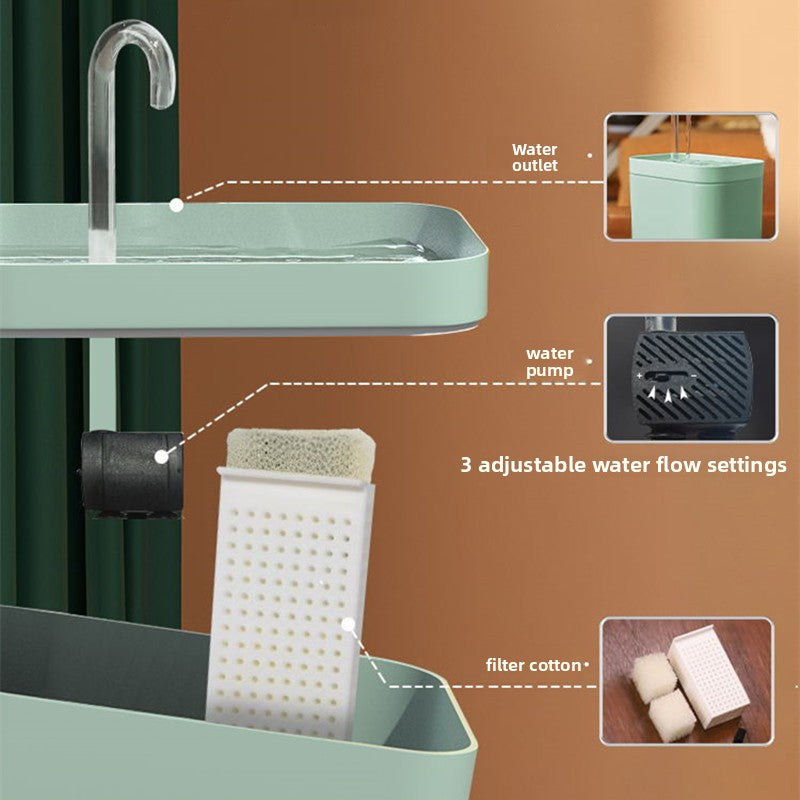 Circulating Cat Water Fountain with Ultra-Quiet Pump, Filter and Transparent Tank