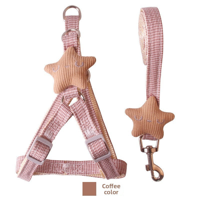 Printed chest harness and lead set for small dogs, main product photo