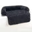 Dark grey long plush curved dog bed with raised sides, photo 47