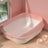 Semi-Enclosed Cat Litter Box with Scoop, Two-Tone Anti-Splash Tray
