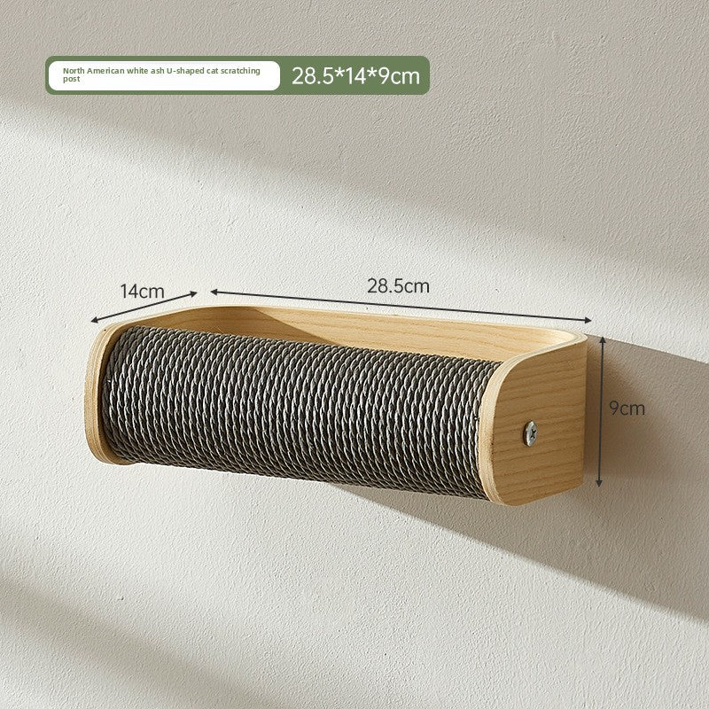 Solid wood wall-mounted cat furniture in U-Shaped Scratching Post, White