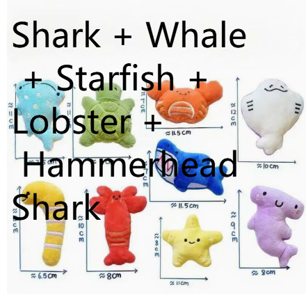 Five piece sea animal plush dog toy set number one in assorted designs - photo 12