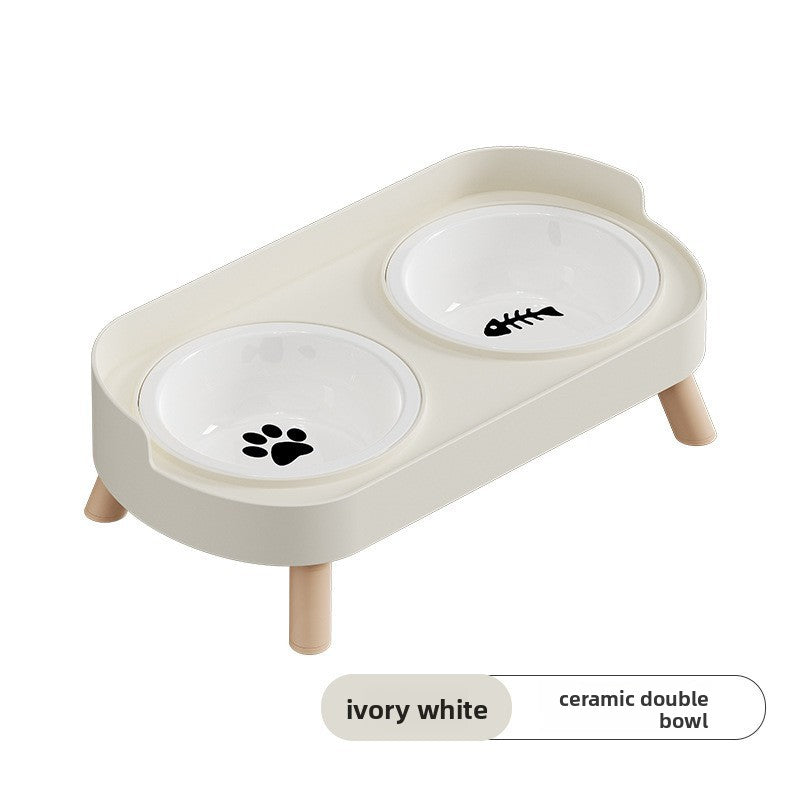 Anti-Spill Double Pet Bowl in Stainless Steel, Plastic or Ceramic with Raised Stand