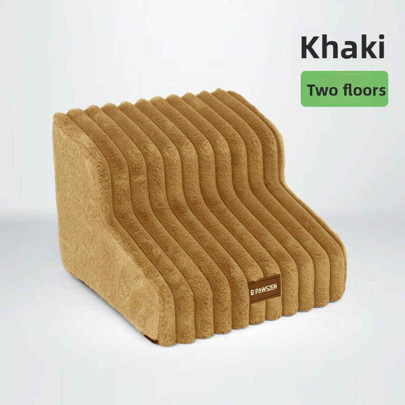Khaki 30D sponge pet stairs with anti-slip surface