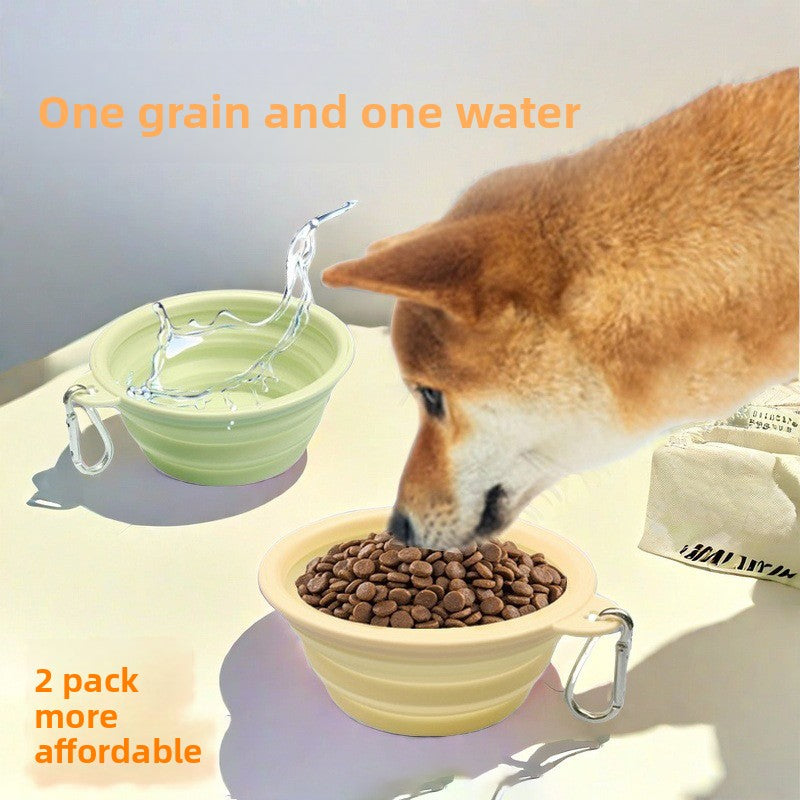 Portable Collapsible Silicone Pet Bowl 350ml with Carry Hook for Outdoor Use