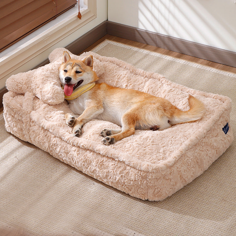 Square or Round Pet Nest Bed, Thick Washable Cushion for Winter