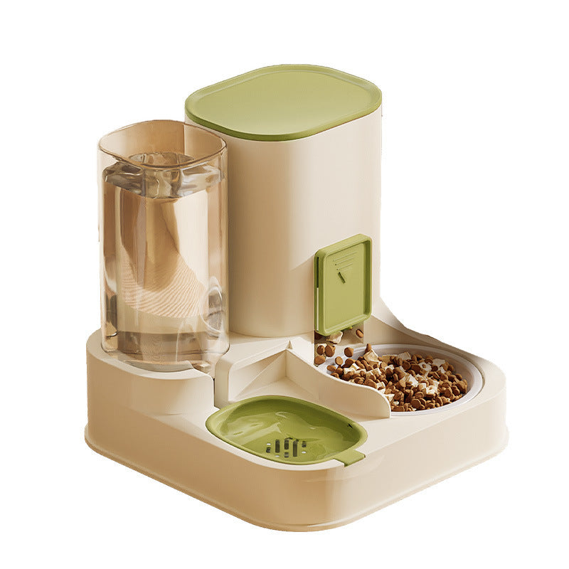 Cat Double Bowl Set with Water Dispenser, Ceramic or Steel
