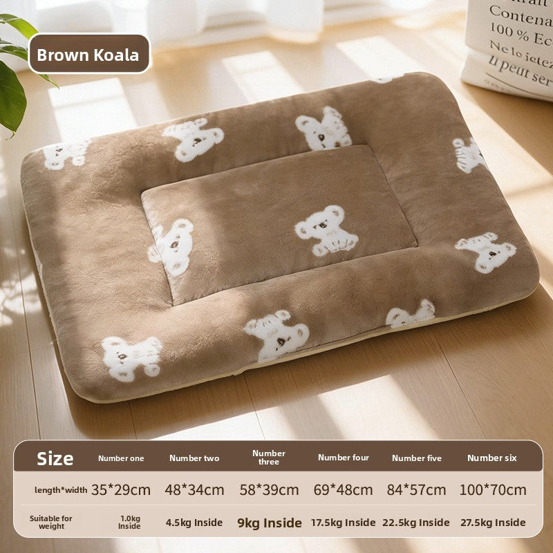 Thick plush pet sleeping mat with brown bear print, view 15