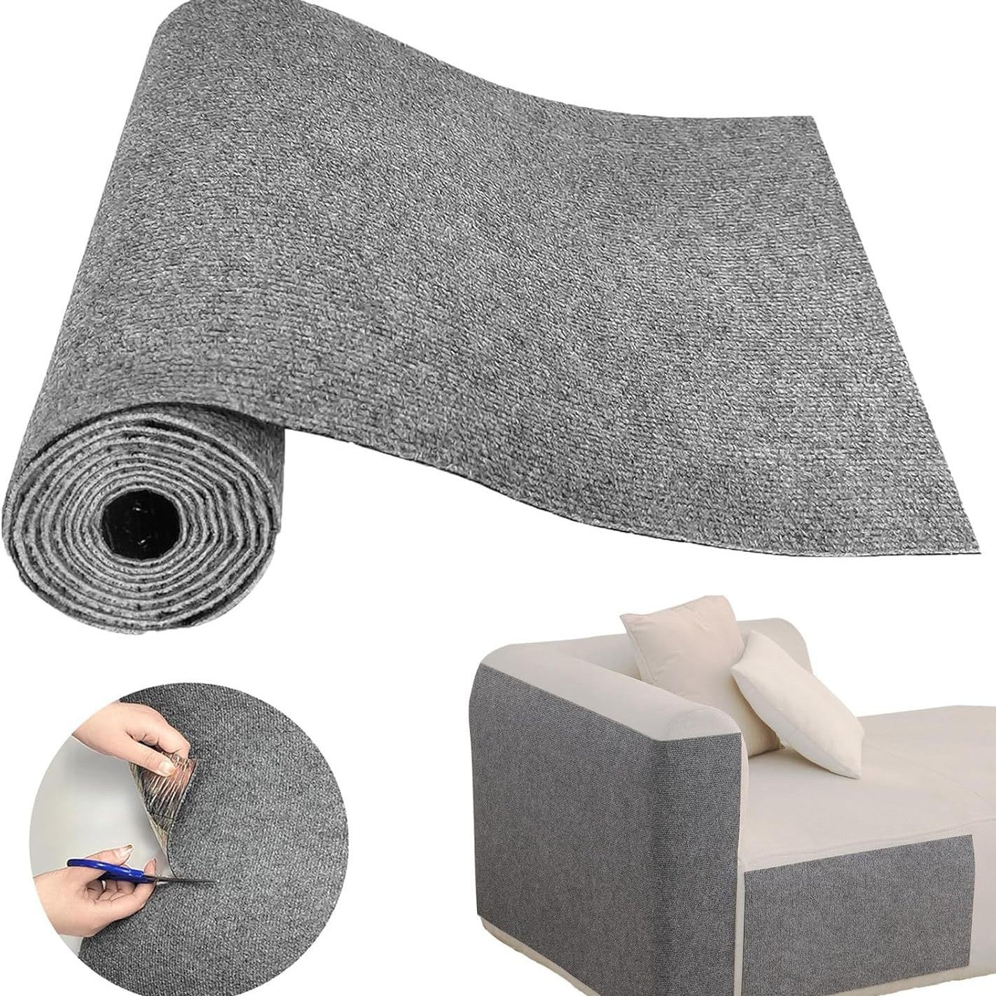 Light grey self-adhesive cat scratching mat for walls, photo 4