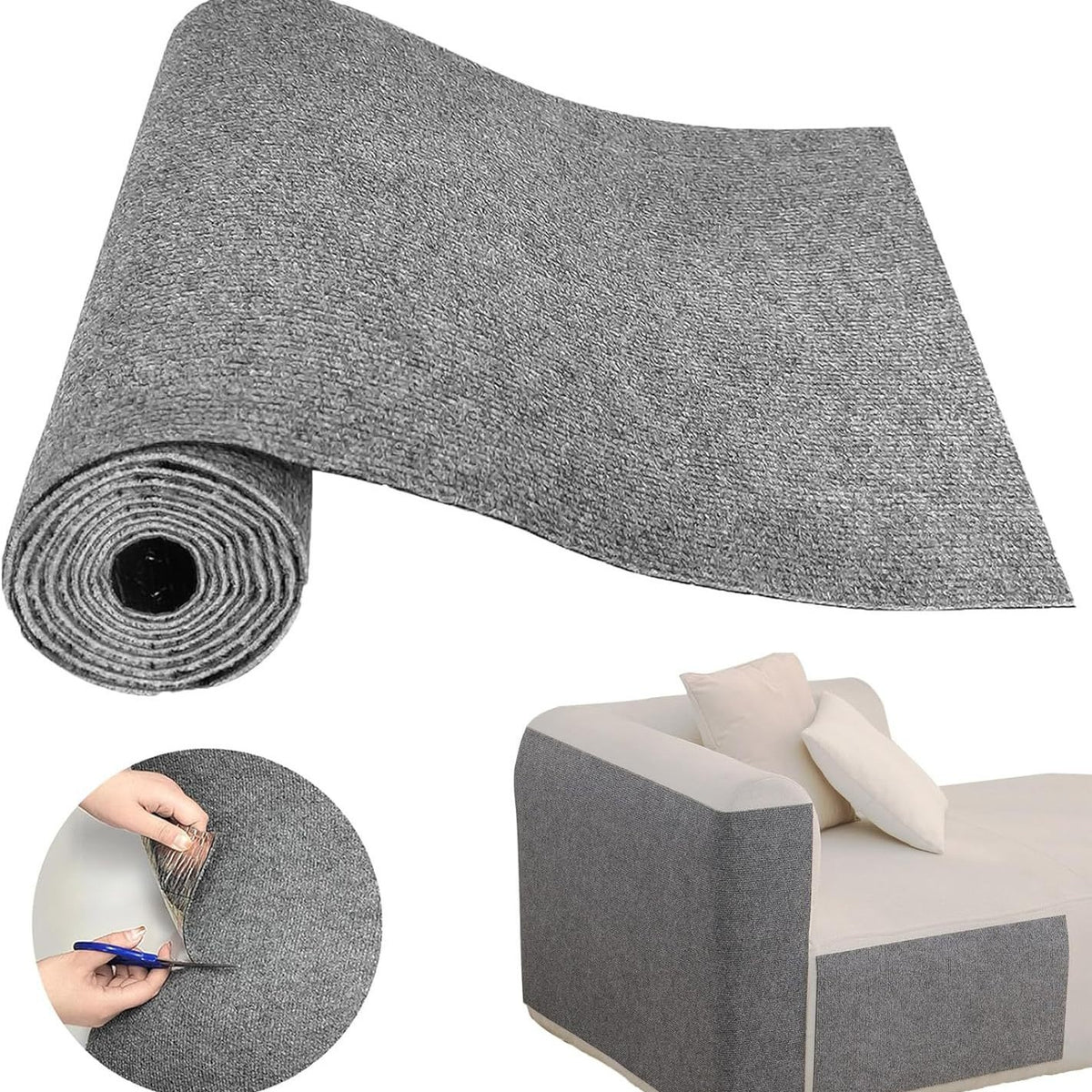 Light grey self-adhesive cat scratching mat for walls, photo 4