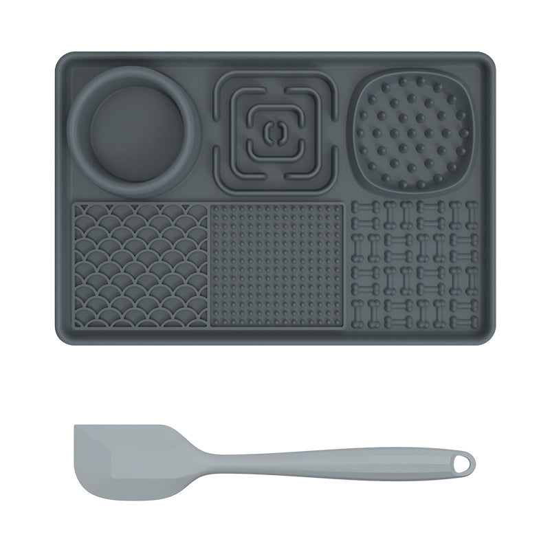 Square green lick mat with scraper for cats and dogs