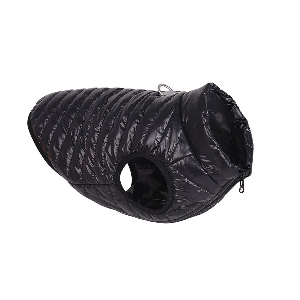 Lightweight black nylon dog vest for everyday wear in Black, showing size and shape