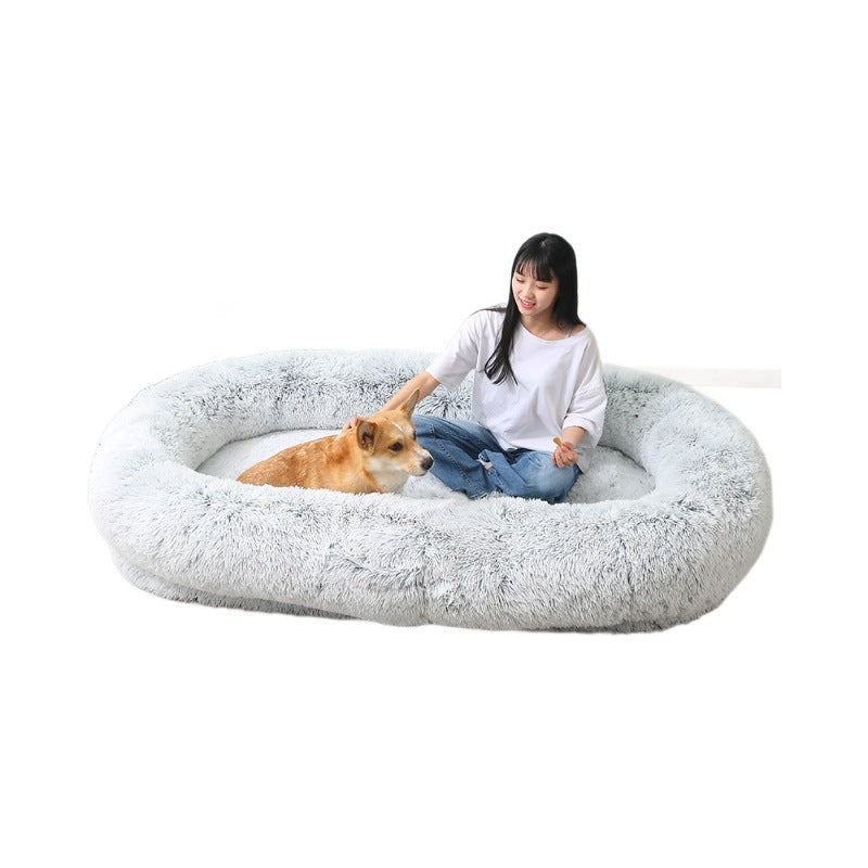 Long plush washable dog and cat bed with thick padding, photo 5