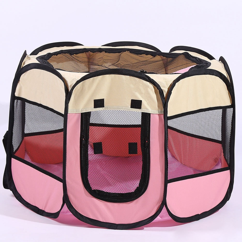 Enclosed pet maternity tent and playpen, detail and texture view