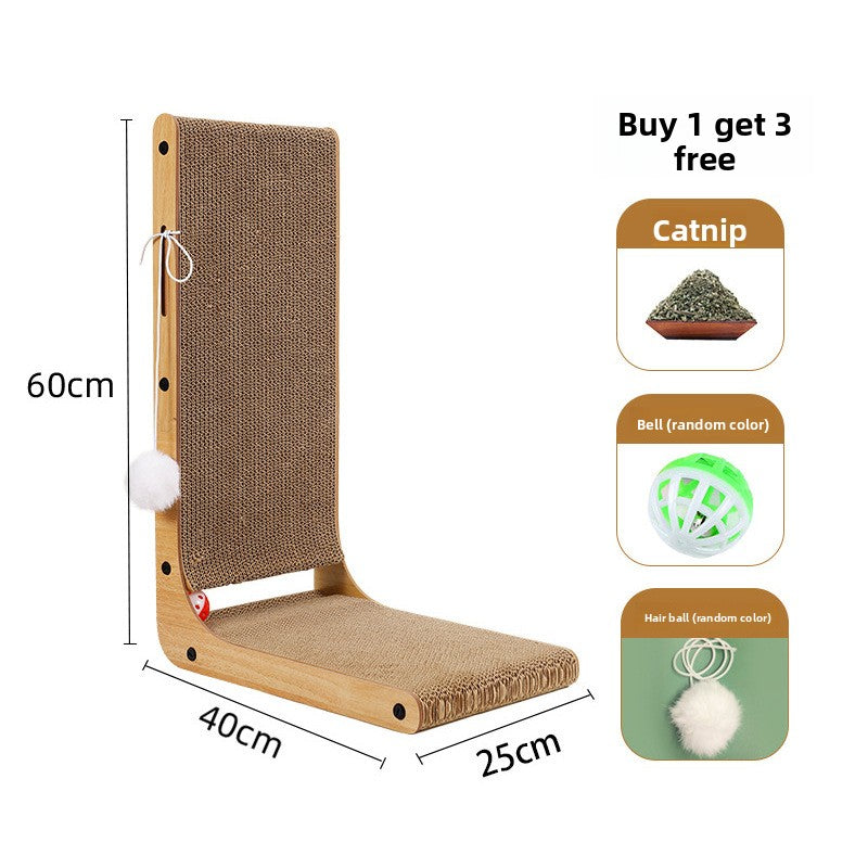 L-shape corrugated cardboard cat scratching board with lounger, photo 10