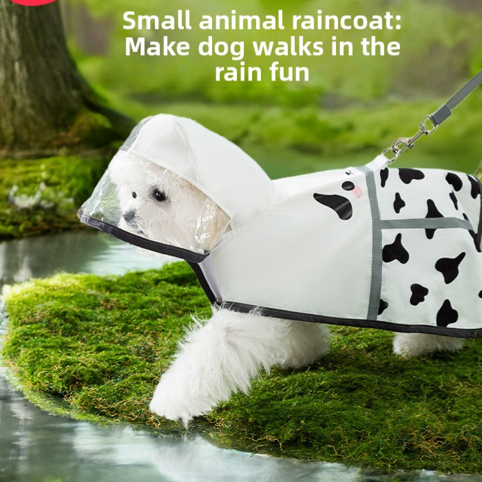 Waterproof rain poncho for small dogs in Yellow Puppy, close-up detail