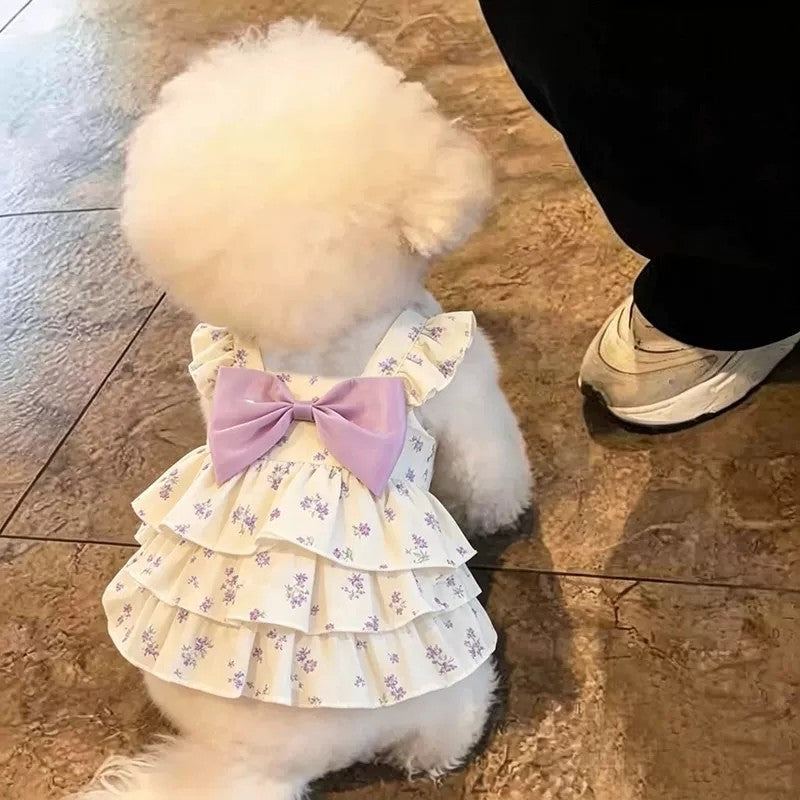 Floral strap summer dress for small dogs, available in 2 colours, image 1