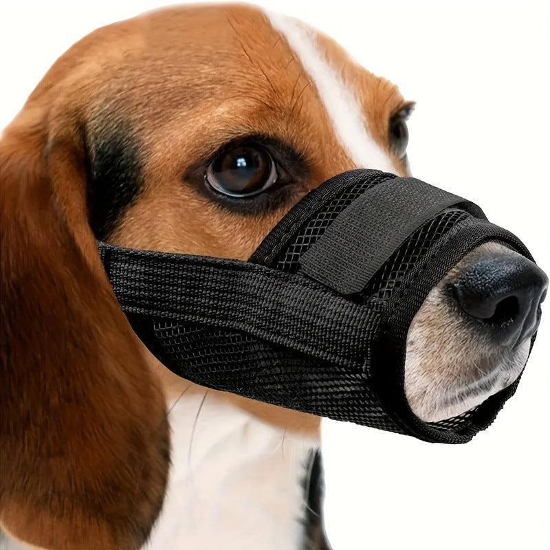 Lightweight black PVC adjustable dog muzzle, view 1