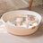 Round woven cotton rope cat bed and scratcher in beige and white, view 12