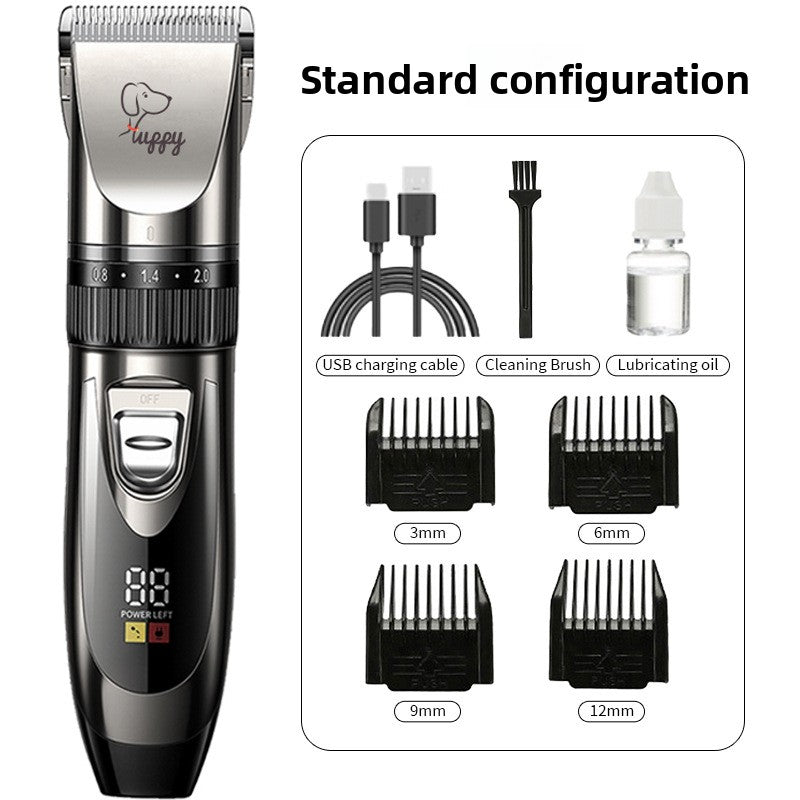 USB Rechargeable Pet Hair Clipper with Ceramic Blade and Attachments