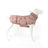 Padded cotton dog coat with warm high fill lining, in use with a pet