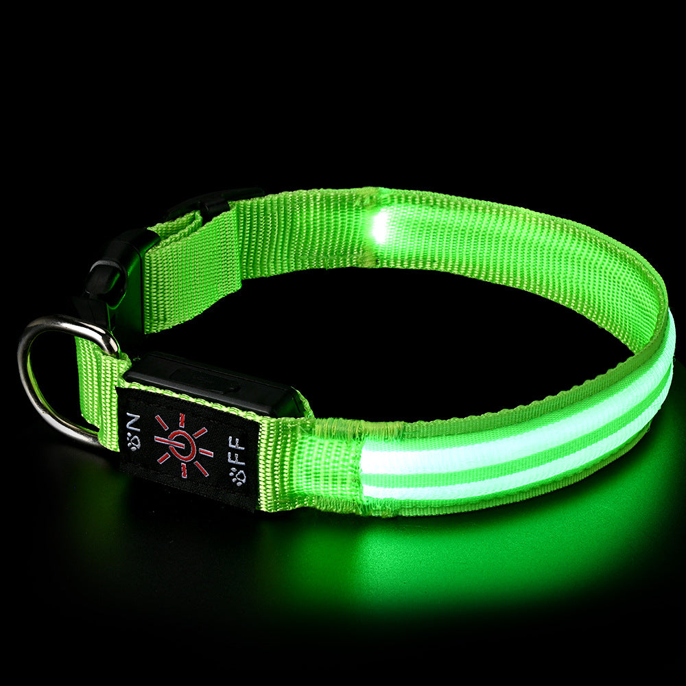 Waterproof LED fibre optic dog collar in Blue, top view