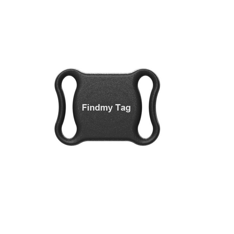 Black pet tracker collar with small Bluetooth locator tag
