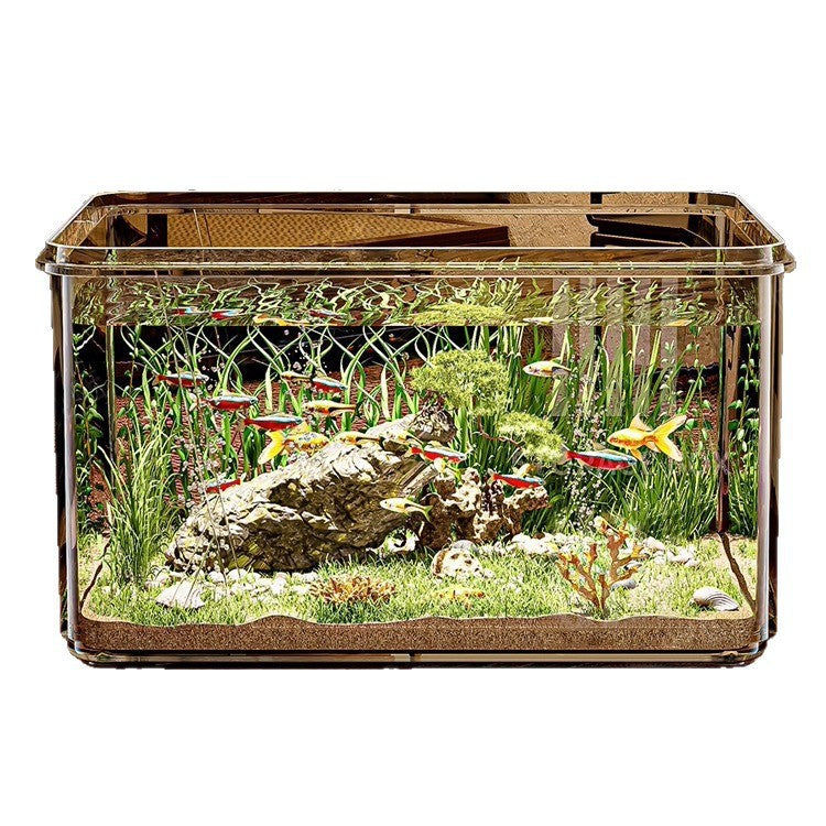 Clear shatterproof PET desktop fish tank for small fish, view 3