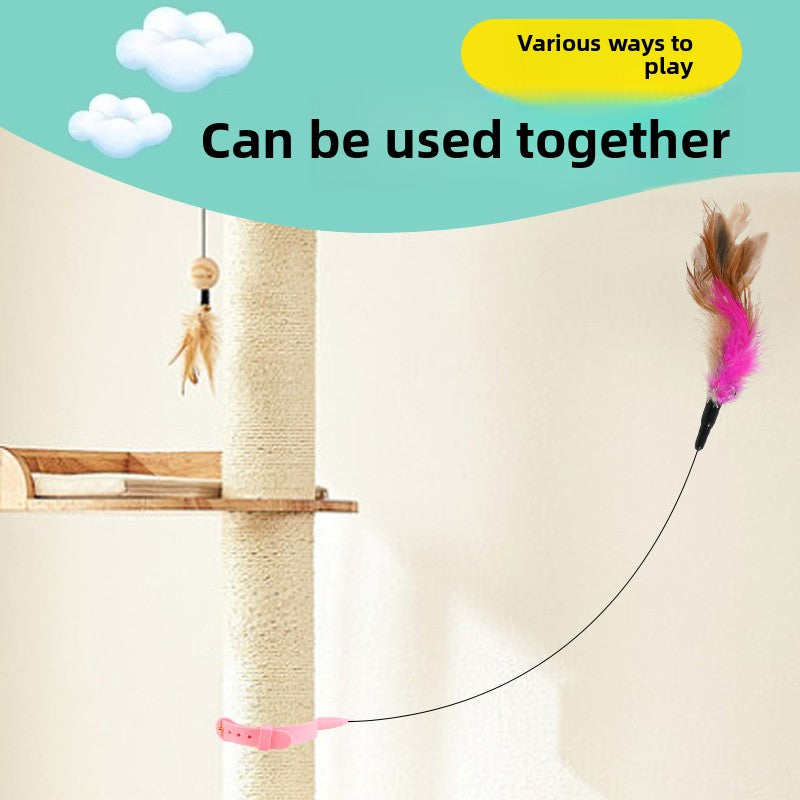 Lightweight cat teaser collar with feather wand for solo play, product image 5