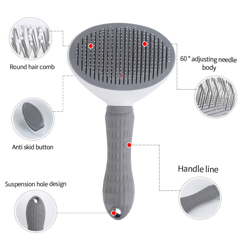 Self-Cleaning Undercoat Brush for Dogs and Cats with Rounded Pins