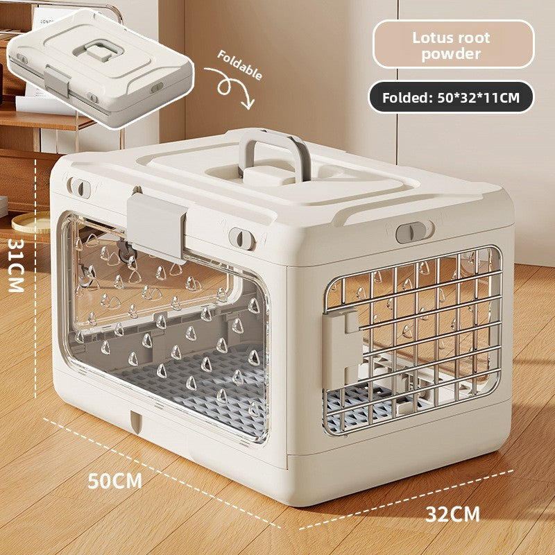 Light green foldable plastic pet travel crate with divider, photo 7