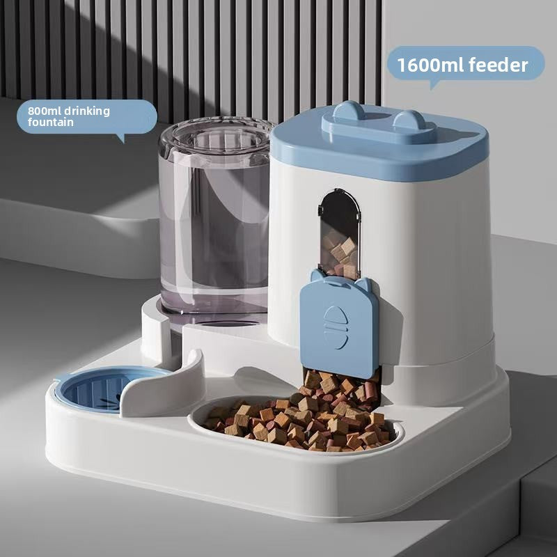 Large Capacity Pet Feeder and Water Dispenser with Anti-Blockage and Detachable Design