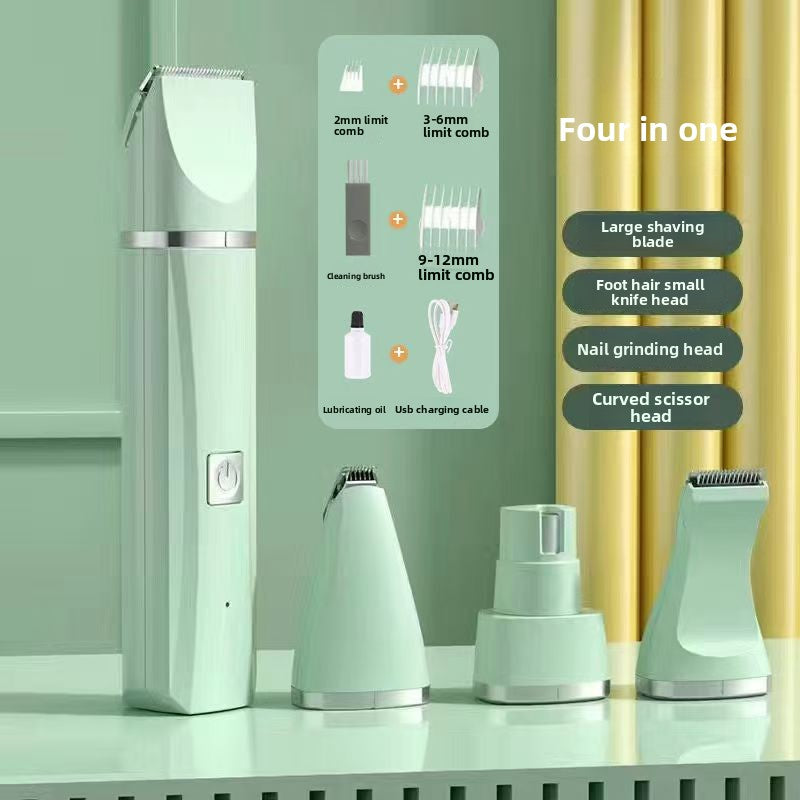 Compact Pet Hair Clipper with Interchangeable Blades, Quiet Trimmer