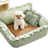 Square green washable dog bed with cooling bean mat, photo 22