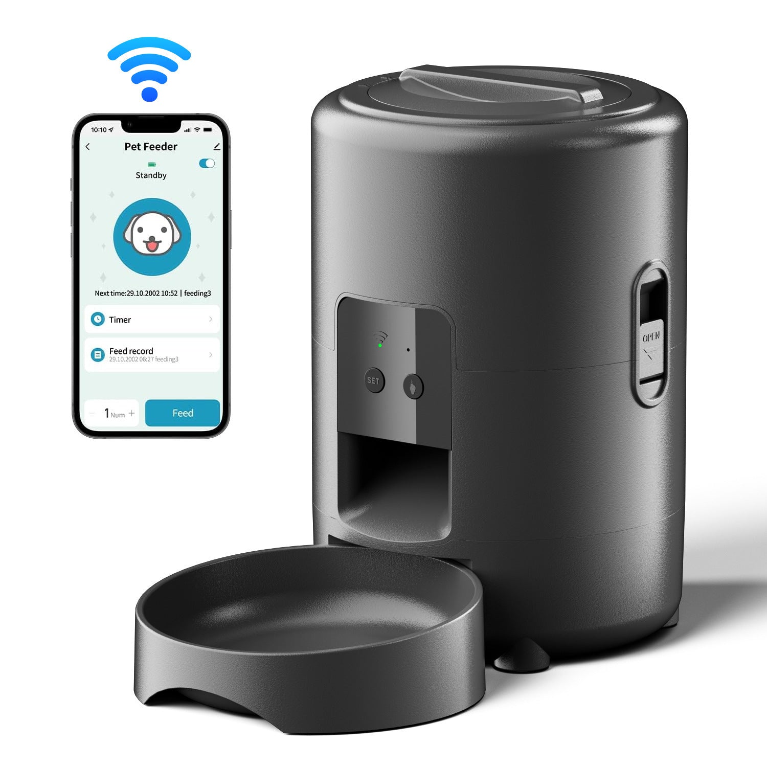 Smart WiFi Automatic Pet Feeder with Camera, 2L Capacity for Cats and Dogs
