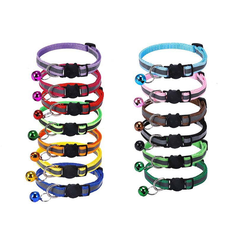 Reflective cat collar with cat-head buckle in 13 colour options
