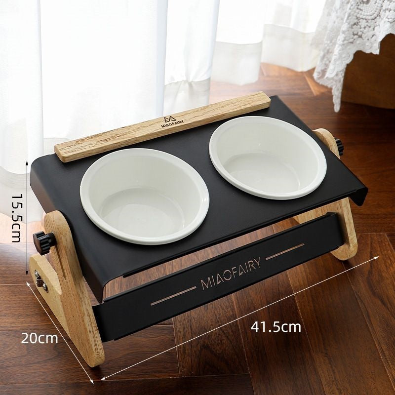 Adjustable Height Ceramic Pet Feeding Bowl with Metal Stand for Cats and Dogs