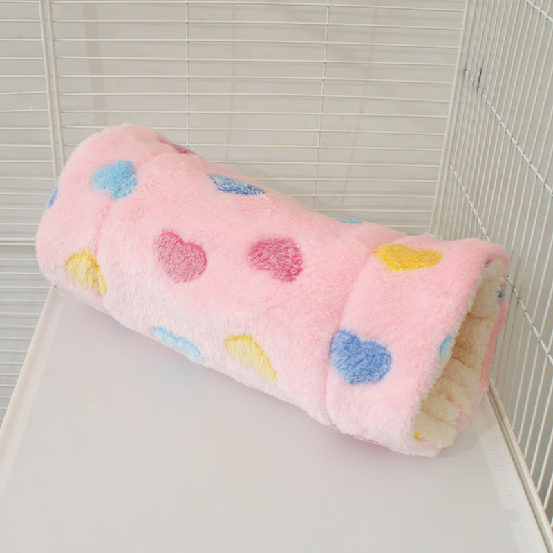 Flannel pet tunnel sleeping bag for small pets in Pink Heart, size 15 x 60cm