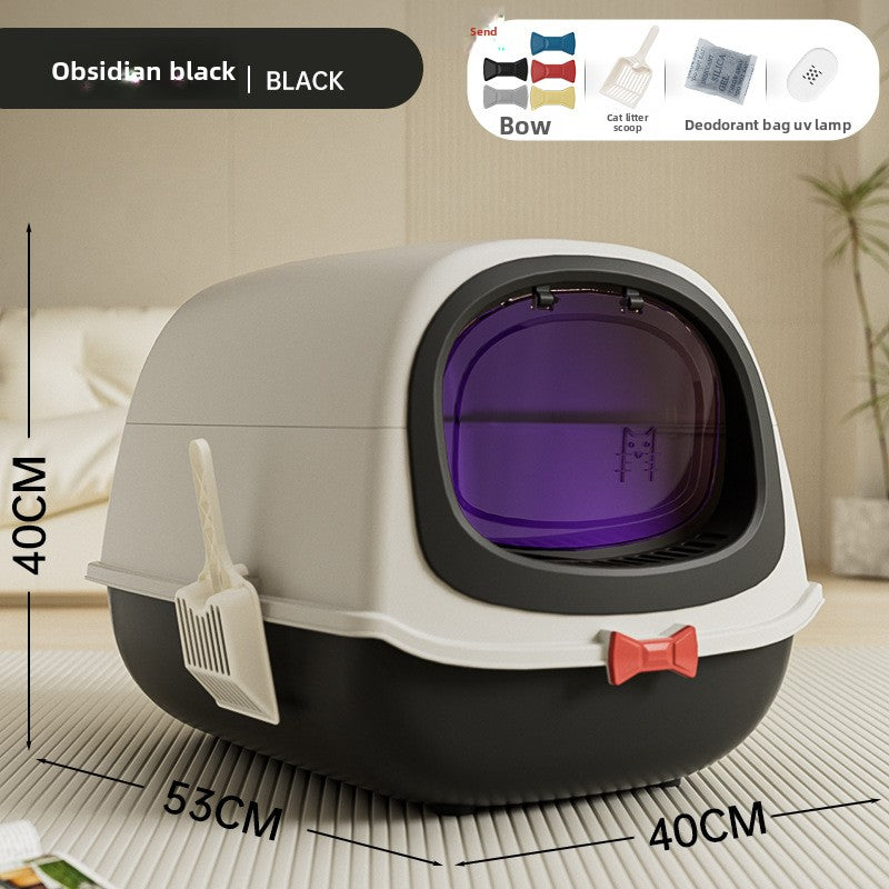Modern Enclosed Cat Litter Box with Butterfly Entrance, UV Option