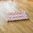 Cotton linen pet bed mat for dogs and cats in Peach Pink White Star