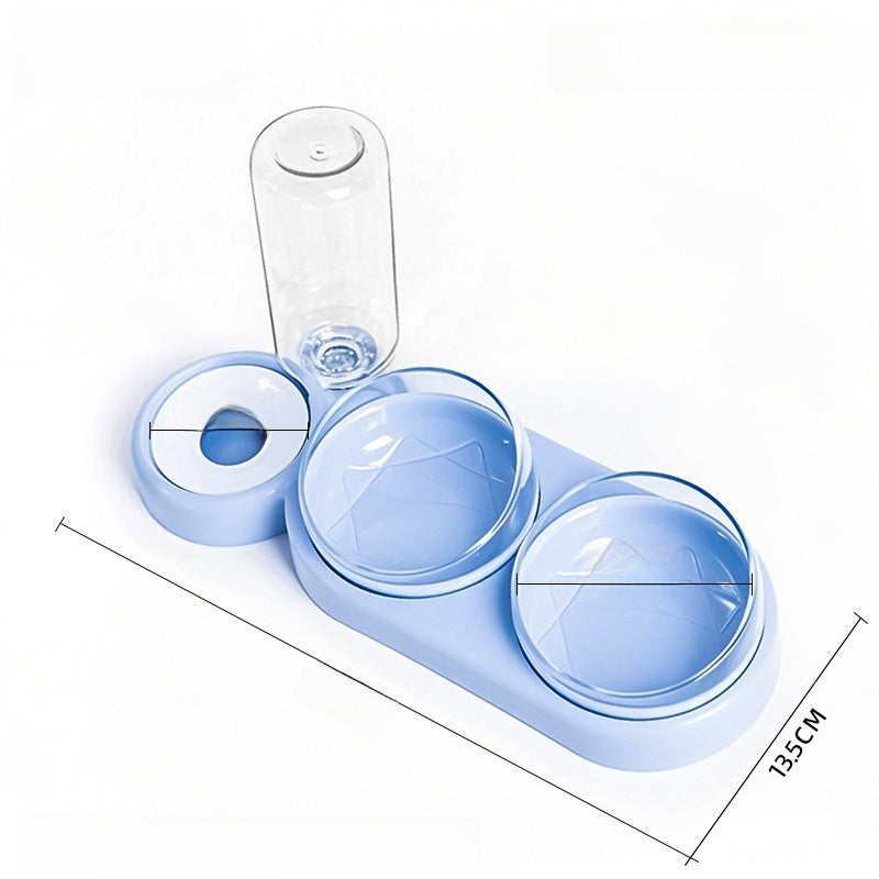 Anti-Knock Double Bowl Cat Food and Water Dish in Durable PP and PC Material