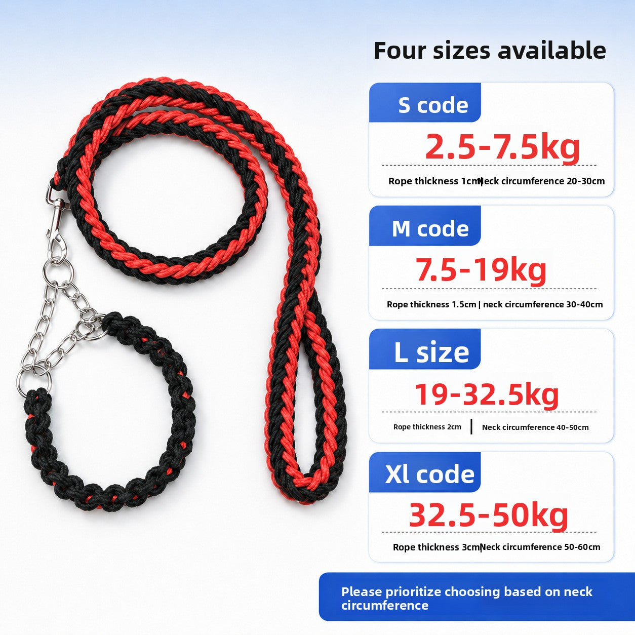 Braided nylon rope dog lead in 7 colour options