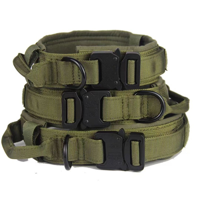 Tactical nylon dog collar with handle, 3 sizes available