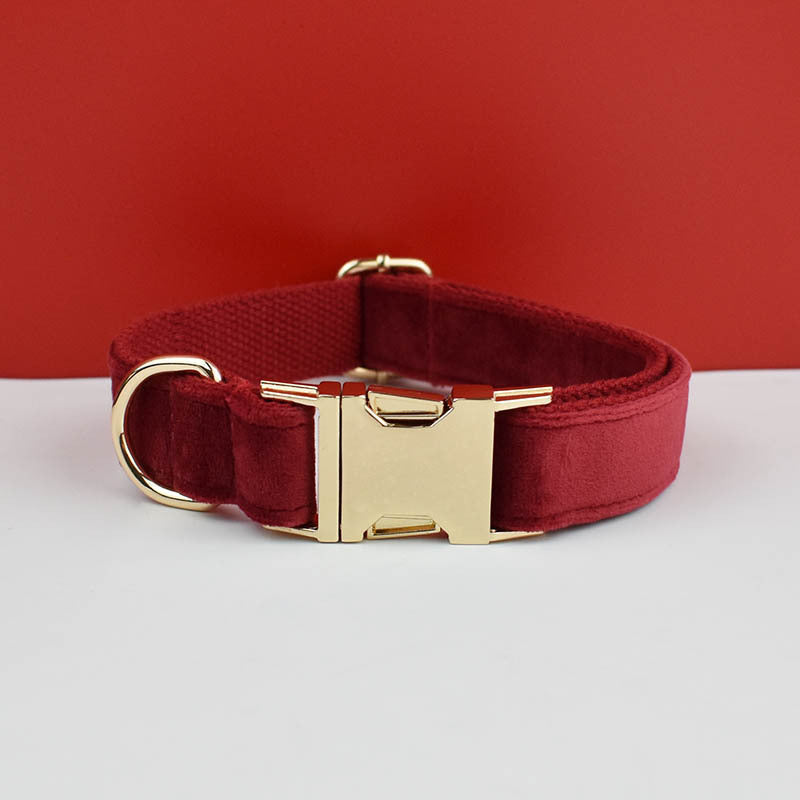Soft pink velvet dog collar with decorative butterfly buckle
